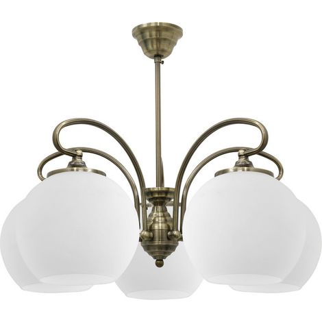Lustre Candellux Orbit 5xE27 laiton, verre blanc 51 cm (1/3)