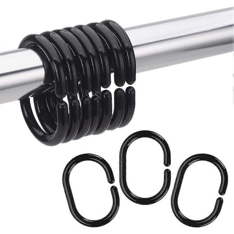 Lot de 24 anneaux de rideau de douche en plastique, crochets pour tringle de douche de salle de bain (1/5)