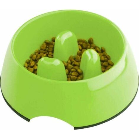 QORVA-Gamelle Anti Glouton pour Chien Chat, Gamelle Alimentation Antiderapante Qui Favorise Une Prise de Nourriture Plus Lente, Bol Mélamine Interactive Anti Ballonnements- Green-Fei Yu