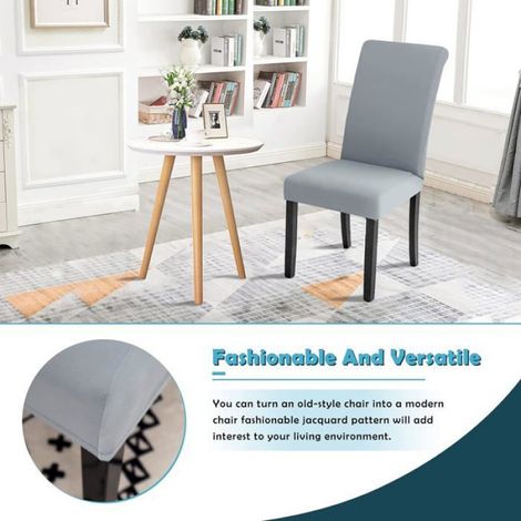 Housse de Chaise Extensible 6 Pièces,Housse de Salle à Manger Universelle Lavables,Gris Clair (1/5)