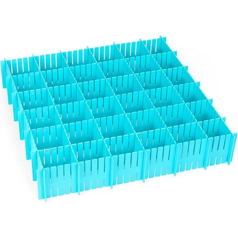 Drawer Divider - Adjustable Grid Drawer Organizer - For Underwear Socks Belts Office Supplies - 16 Pieces - Blue (1/5)