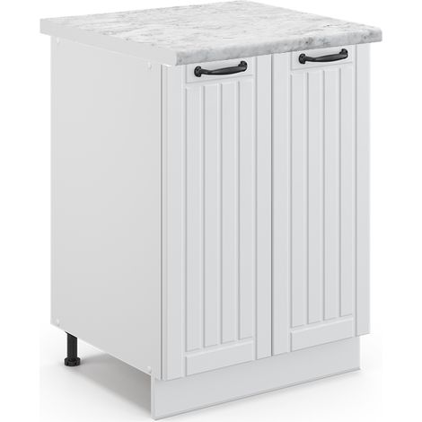 Mobiletto base cucina Fame-Line, Bianco rustico, 60 cm , PL Marmo, Vicco