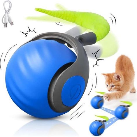 Balle interactive pour chat, balle électrique pour chat, rotation à 360° avec chargement USB, 3 modes multicolores (1/5)