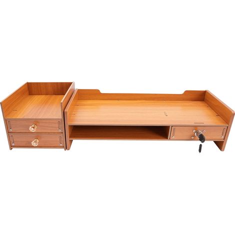 Supporto per monitor, design salvaspazio, struttura resistente, legno (1/2)