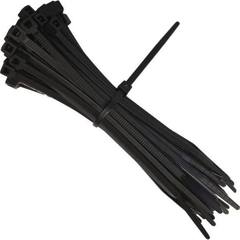 Collier de Serrage 150 mm x 2,5 mm, Attache Câble, Serre Câbles Rilsan Nylon, Colliers Serre-Cable 200mm, Noir, Lot de 100 Pièces (1/4)