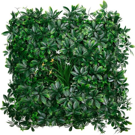 Paneles de pared de seto artificial de hoja grande 1m² - 4 piezas 50x50x4 cm (1/5)