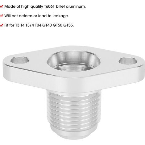 Brida de drenaje de aceite de turbocompresor AN12 de aluminio para turbinas T3 y T4.