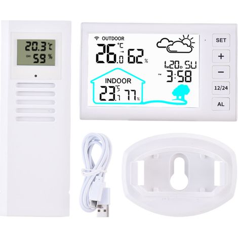 Zoternen Horloge numérique sans fil avec LCD couleur, moniteur d'humidité à température extérieure intérieure, station météorologique à batterie (1/5)
