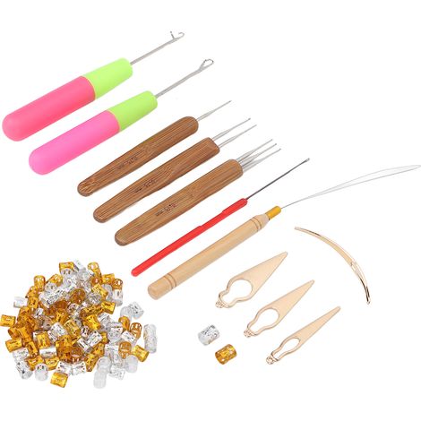 Kit de Crochet pour Dreadlocks, Bagues de Tissage, Extensions de Cheveux, Accessoires de Coiffure, Déco Capillaire Dorée (1/5)