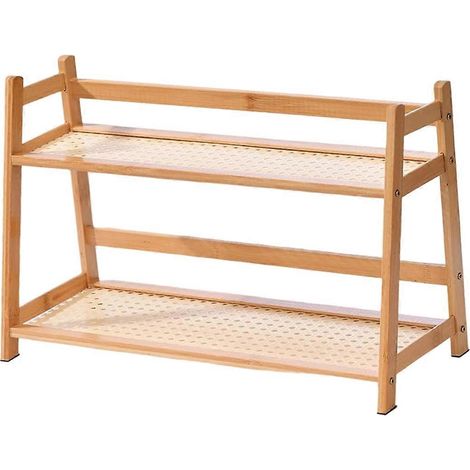 Organisateur de comptoir à deux niveaux, aspect osier, pour table à café et thé, avec porte-tasses. (1/5)