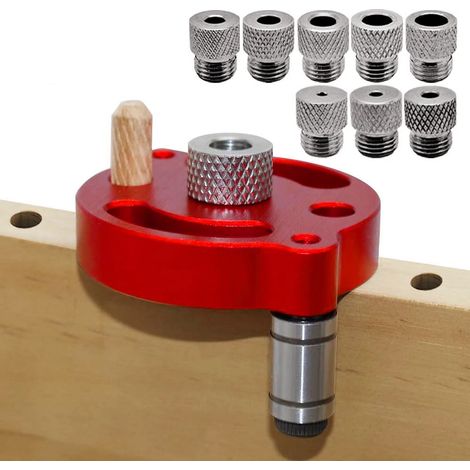 Kit de abrazadera de pasador de 3-10 mm - Guía de broca autocentrante con 8 bujes de acero - Perforadora de aluminio para carpintería (1 juego)