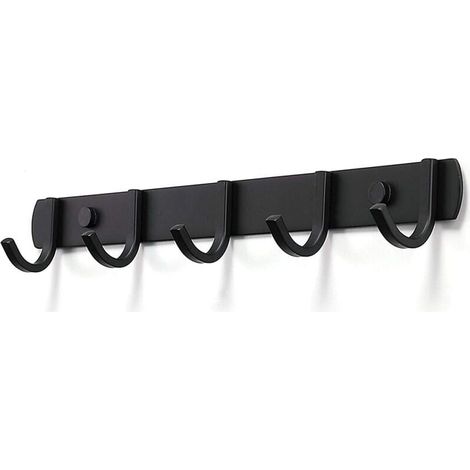 Porte Manteau Mural, Patres Porte Manteaux Design En Acier Inoxydable, Patres Salle De Bains Solide pour Chambre Bureau Noir (5 Hook) (1/4)
