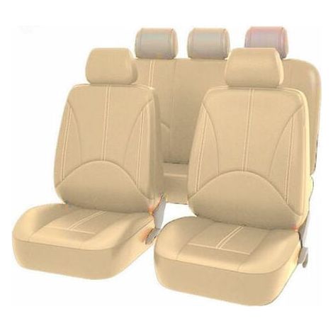 Universeller Autositzbezug aus PU-Leder, 9-teiliges Set, beige (1/5)