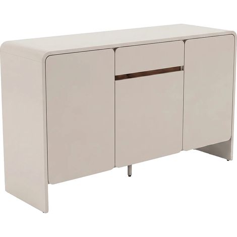 Buffet avec 3 portes et 1 tiroir - Beige et naturel foncé - DYSARA (1/5)
