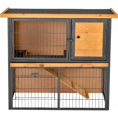 Erhöhter Kleintierkäfig, abschließbar, Holz-Metall, 89,5 x 45 x 81 cm