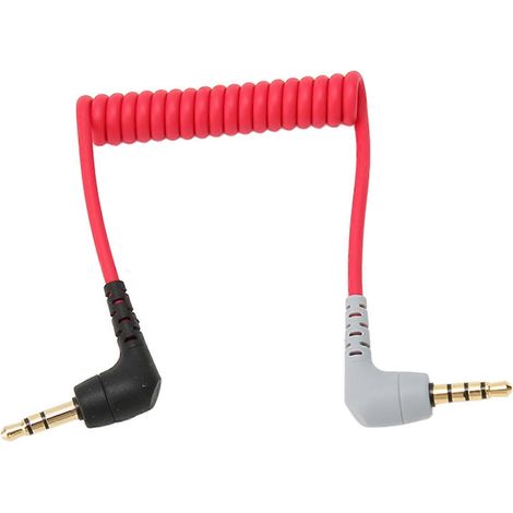 Câble adaptateur TRS vers TRRS 3,5 mm mâle-mâle coudé pour BOYA, compatible avec Rode SC7 et iPhone. (1/4)