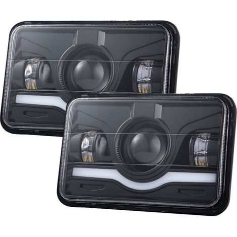 Set aus 2 LED-Scheinwerfern 10,2 x 15,2 cm, 5 rechteckige Scheinwerfer mit Fern- und Abblendlicht sowie Tagfahrlicht als Ersatz für Peterbilt Kenworth Freightliner Ford Probe Oldsmobile Cutlass.