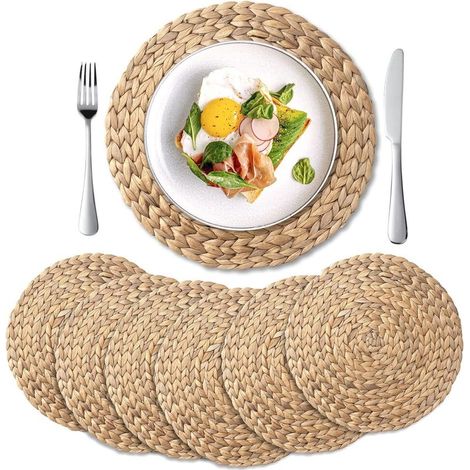 Set De Table - Jacinthe D Eau Naturelle - Diametre 35 Cm - Pour Table A Manger Et Cafes - Lot De 6 (1/5)