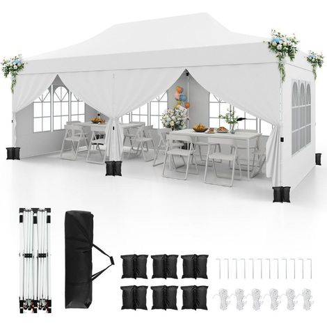 Grand abri extérieur, barnum pliant 3x6 m avec 2 portes zippées et fenêtres, pour fête, marché ou cérémonie (1/5)