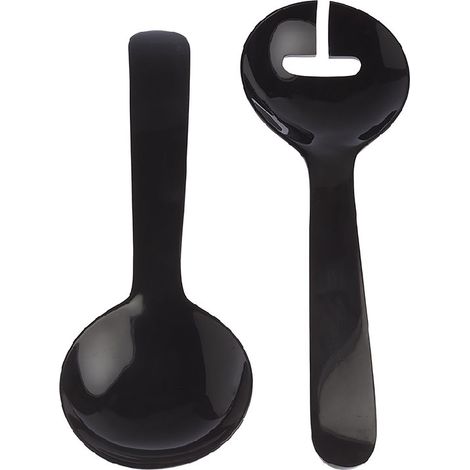 KEY - Couverts à Salade en Corne Naturelle Noire - 29cm - Ustensiles Art de la Table - Style Ethnique - Finition Naturelle (1/2)