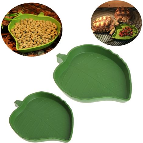 Bols à eau et nourriture pour reptiles en forme de feuille, lot de 2, pour tortues, serpents, animaux rampants, gamelle pour boire et manger.
