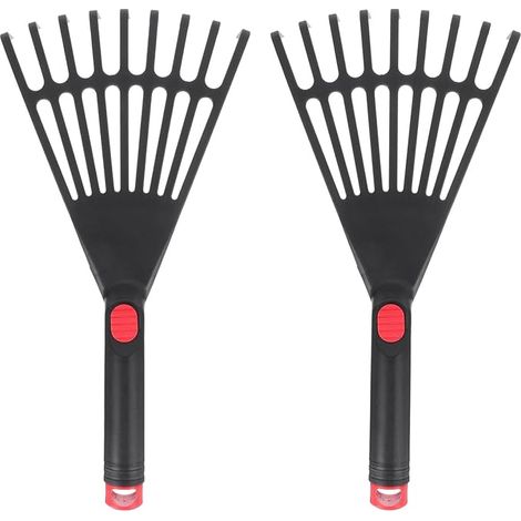 Lot de 2 râteaux de Jardin à Main en Plastique avec poignée Ergonomique, Petit râteau pour Feuilles, Jardinage, Culture, ameublir Le Sol et étaler Le paillis