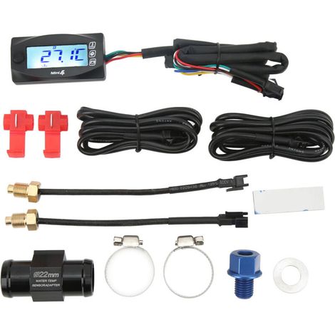 4 en 1 eau huile température temps tension jauge LCD affichage numérique DC12V universel pour moto M12x1.5 (1/5)