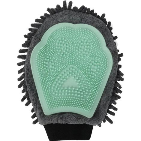 Gant de toilettage double face INF pour animaux de compagnie - Brosse de massage pour chiens et chats (vert) (1/5)