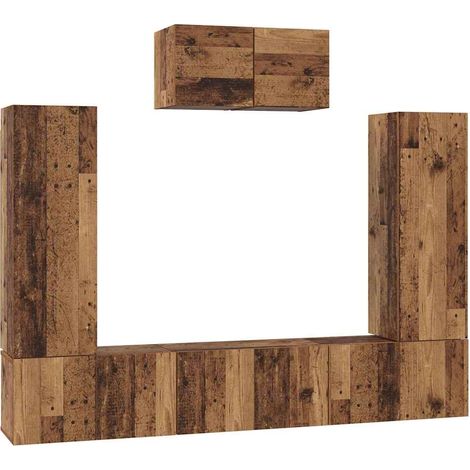 Maison Exclusive - Set mobile TV 7 pcs Legno vecchio Legno multistrato