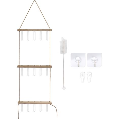 Étagère murale à 3 niveaux avec 15 tubes à essai pour propagation végétale, support suspendu en bois pour observer la croissance (1/5)