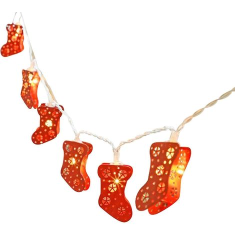 Décoration de Noël : guirlande lumineuse LED, chaussettes de Noël et lanternes. (1/5)