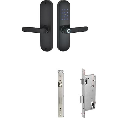 Cerradura electrónica, Bluetooth y acceso por huella dactilar, compatible con mando a distancia, color negro 4585-a, apertura a la izquierda. (1/2)