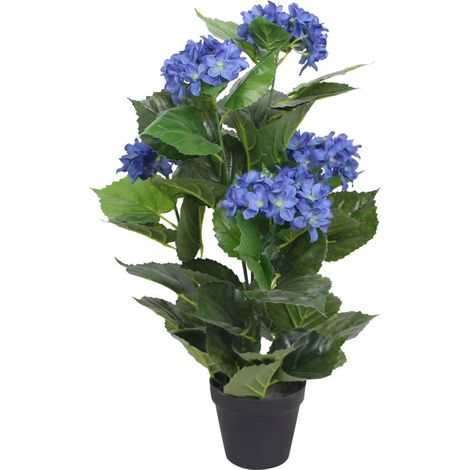 Künstliche Hortensie mit Topf 60 cm Blau