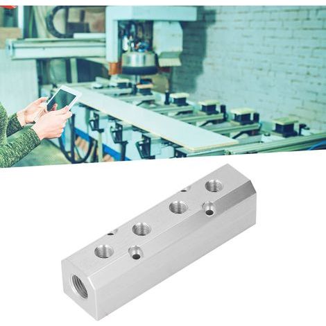 40x40mm Aluminum Pneumatic Block, G1/2 Inlet, G1/4 Outlet, High Flow Rate SY40-02-4F (1/5)
