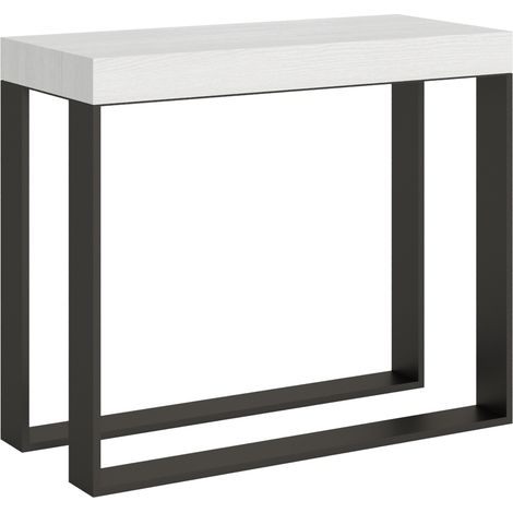 Consolle allungabile 90x40/196 cm Elettra Small Premium Bianco Frassino telaio Antracite (1/4)