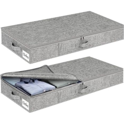 Contenedores de almacenamiento para debajo de la cama,Cajas para guardar ropa,Diseño de perfil bajo,2 piezas 85x40x12cm,Gris (1/5)
