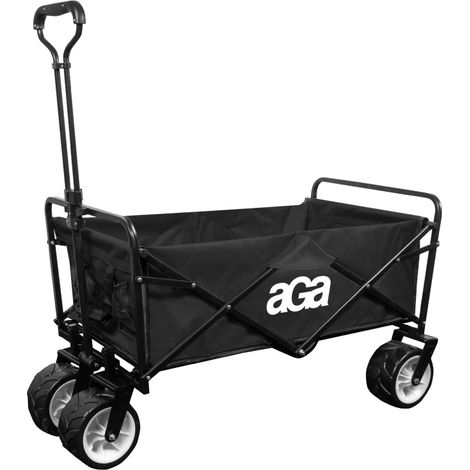 Aga Bollerwagen Gartenwagen faltbar mit Griff & Getränkehaltern bis 100 kg, Handwagen Outdoor MR 4611 Black