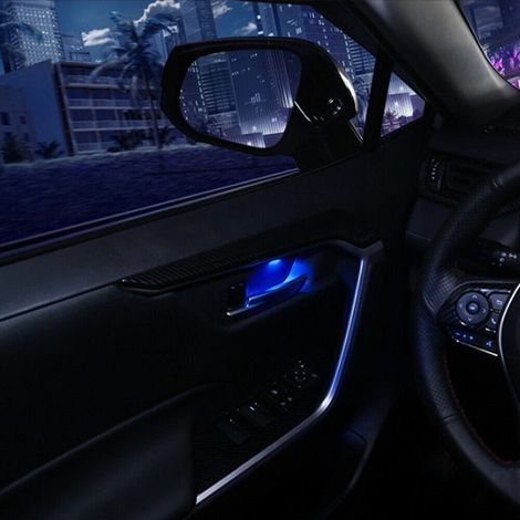 Black ABS Car Interior Door Bowl Ambient Lights, Interior Door Handle Decorative Lights for Toyota RAV4 (1/4)