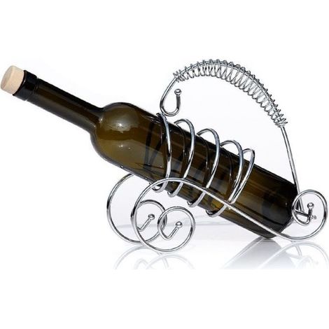 Trade Shop - Verchromte Metallweinflasche Flaschenhalter Design-Unterstützung -