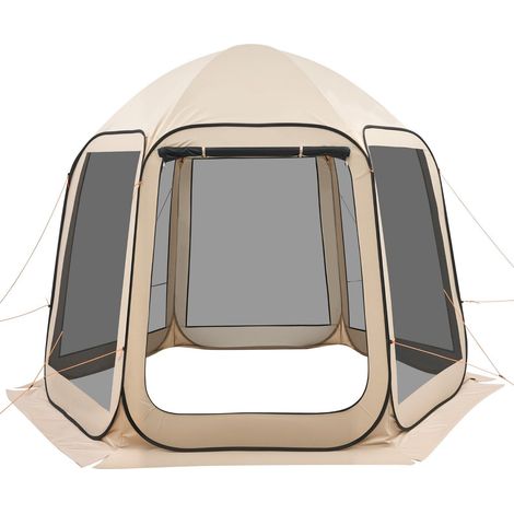 Beigefarbenes, faltbares Moskitonetzzelt für 4 bis 8 Personen, 3030 x 2650 x 2300 mm, mit Tragetasche, ideal für Garten und Outdoor-Aktivitäten (1/5)