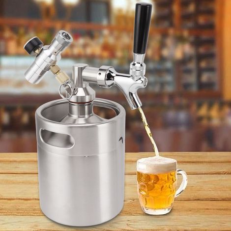 2-Liter-Mini-Fass aus Edelstahl/Kaffeefass/Bierbehälter mit 150-PSI-Tablette, automatischem Spender und Sprühpistole (1/5)