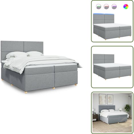 Sommier à lattes de lit avec matelas Gris clair 200x200cm Tissu - Sommier À Lattes De Lit - Sommiers À Lattes De Lit - Lit - Meuble De Chambre À Coucher (1/5)