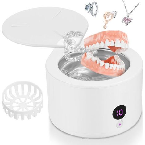 Nettoyeur à Ultrasons - TTLIFE - Prothèses Dentaires - 200ml - 4 Modes - Portable