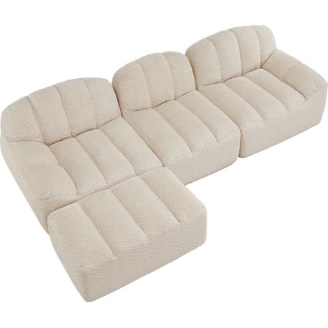 CHICFURN Divano angolare 288x165x79 cm in tessuto beige chiaro con ottomano, senza montaggio (1/5)