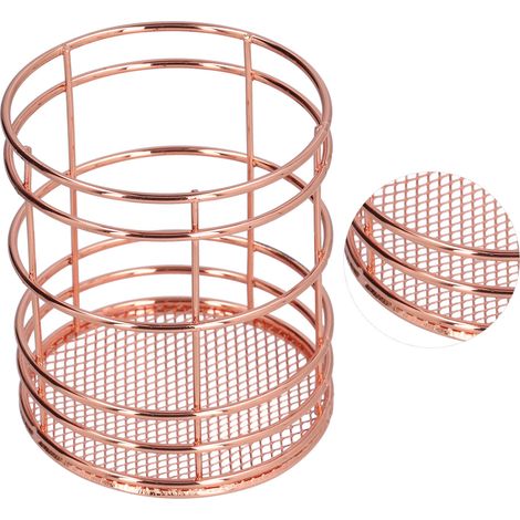 Cage à baguettes creuse ronde multifonction - Porte-stylos de bureau pour cuisine et maison - Rose doré (J13454CP) (1/5)