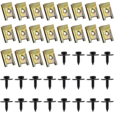 40 Pcs Clips de Fixation Voiture, Vis Et Boulons de Voiture, U-Clip Fixation, Écrou et Clip Garde-Boue Automobile, Agrafes Carrosserie, Vis Soubassement, Vis d'Aile Carrosserie (1/5)