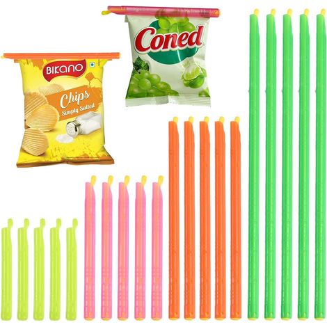 20 chiusure per sacchetti alimentari, 28,5/18,5/12,5/9 cm, clip per alimenti, clip per sacchetti per cucina, casa, campeggio e conservazione. (1/5)