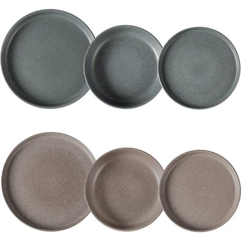 Trade Shop - Steinzeug-Geschirrtisch-Service-Set 18-teiliges elegantes nordisches Design in 2 Farben - (1/5)