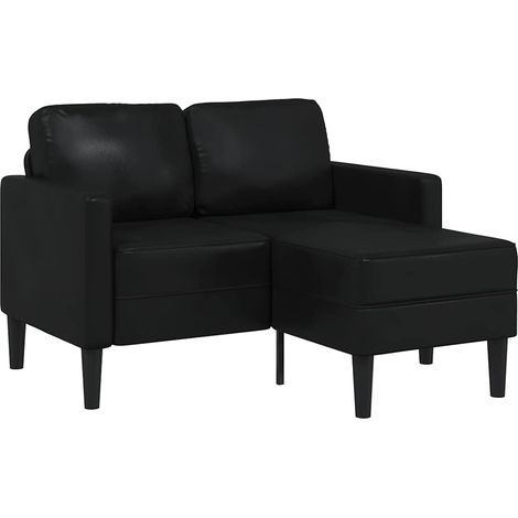 2-Sitzer-Sofa mit Chaiselongue L-förmig Schwarz 125 cm Kunstleder