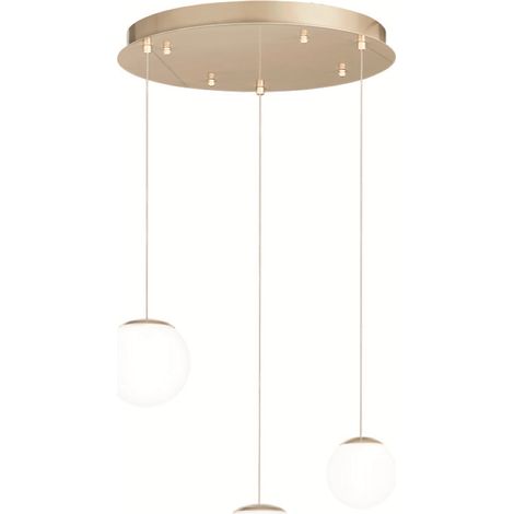 Lampada a sospensione 35 cm in metallo verniciato Oro SANTOS 3 Luci Led (1/3)